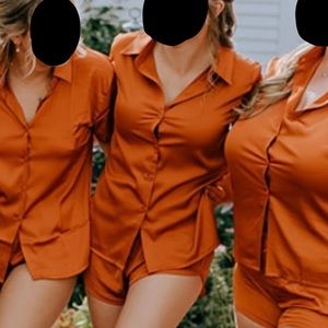 Satin burnt orange pj set (S)